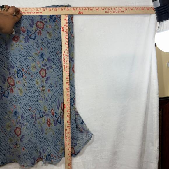 Y2K Chadwicks 6 Silk Blue Skirt Floral Cottage Romantic Fairy Coquette Ballet - Picture 9 of 11